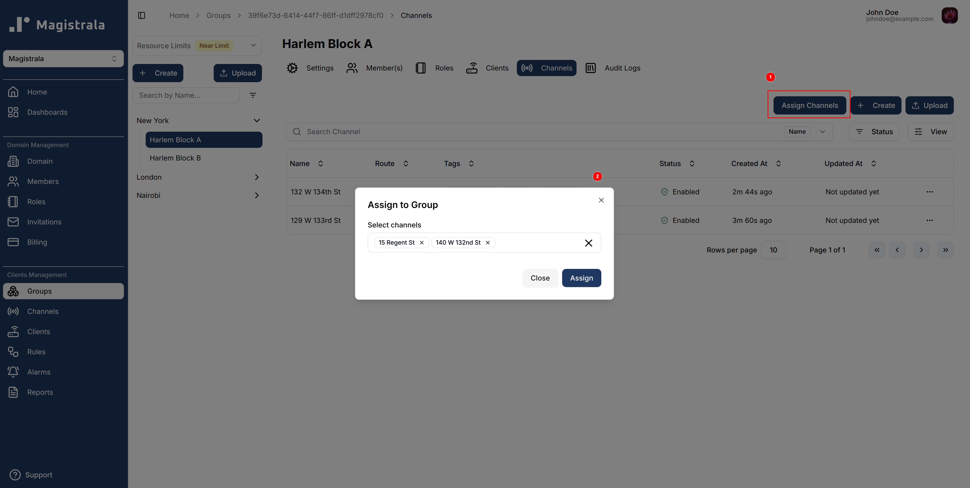 Assign Group channels