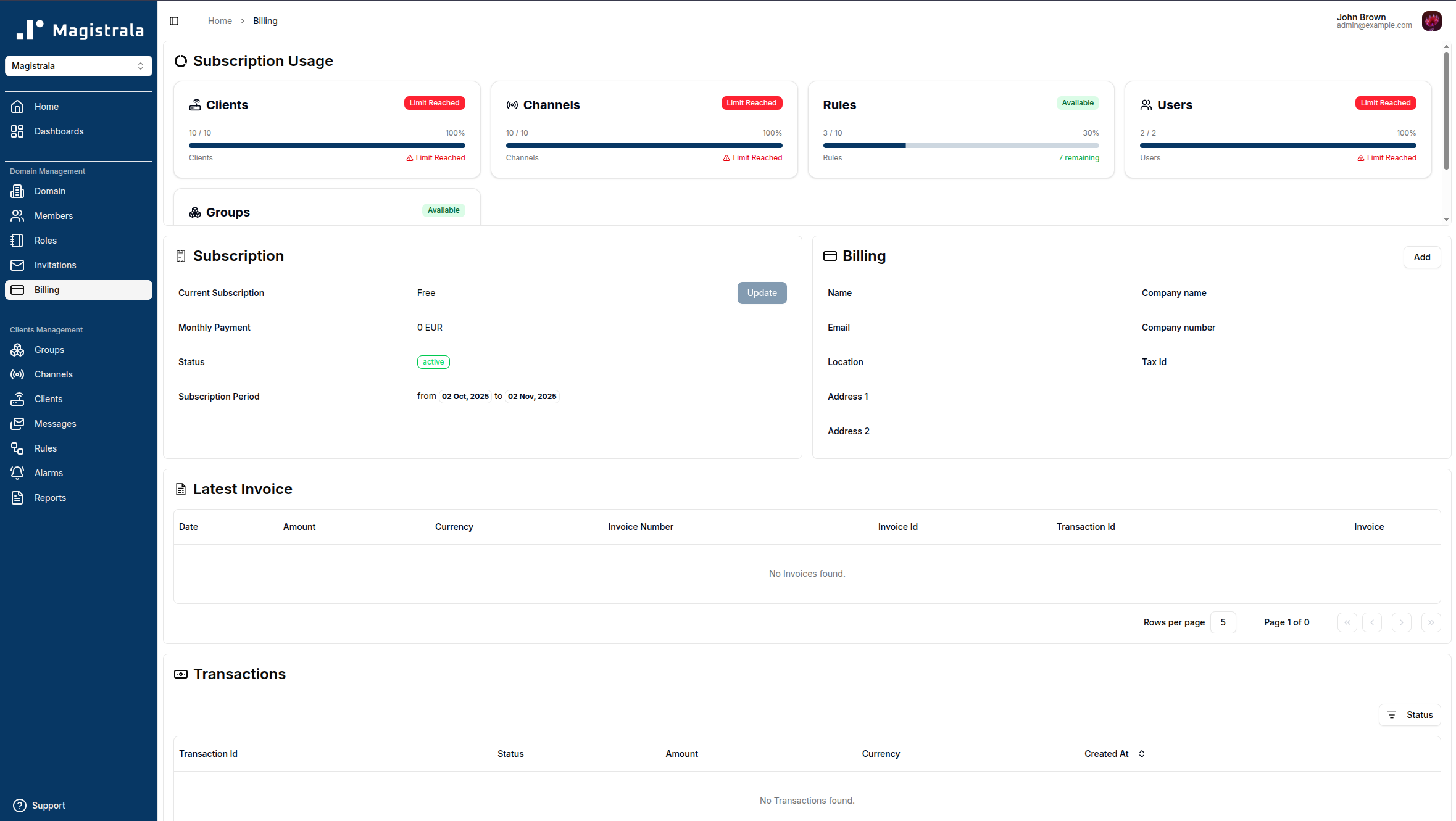 Billing Page