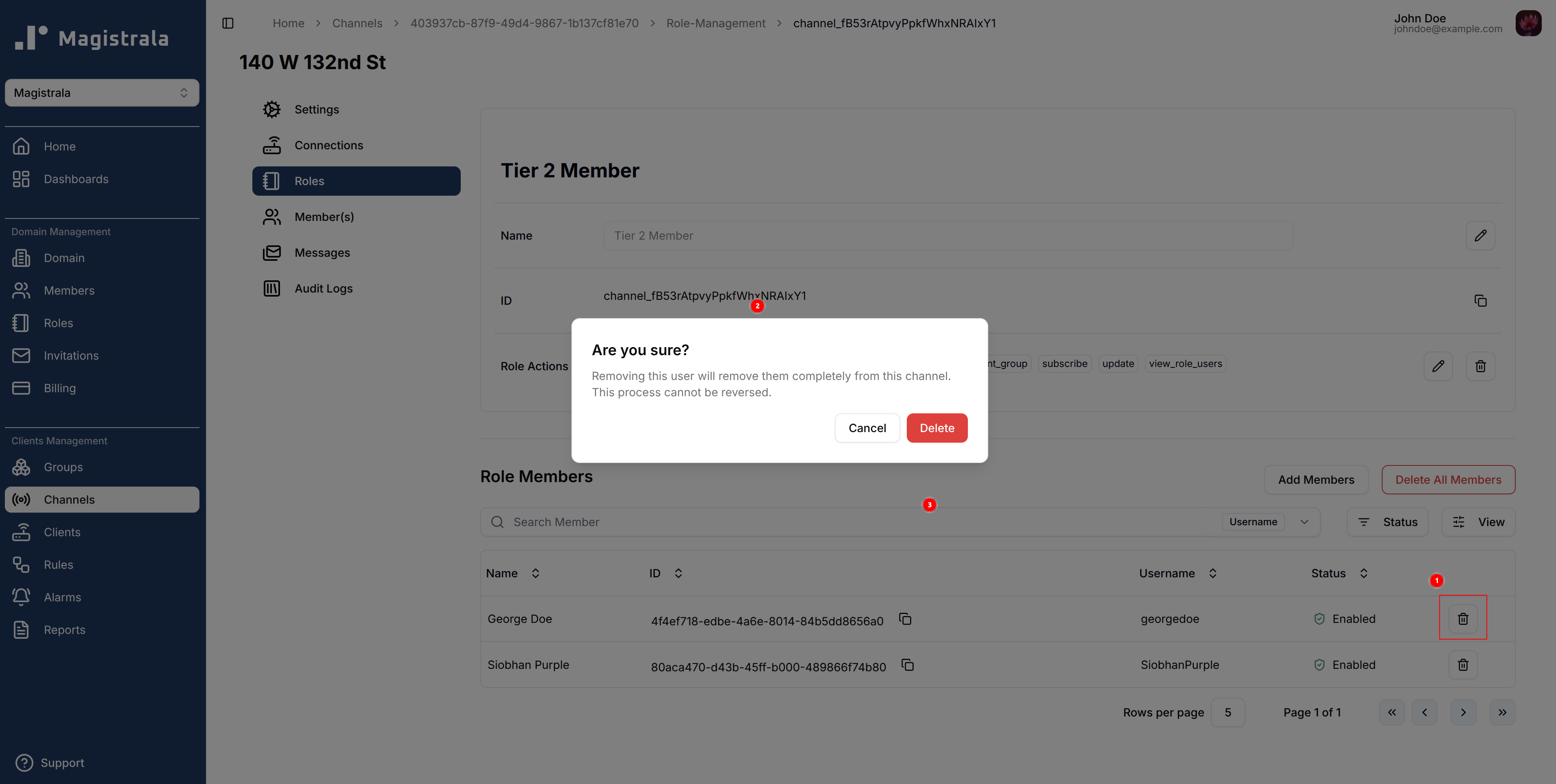 Delete role member