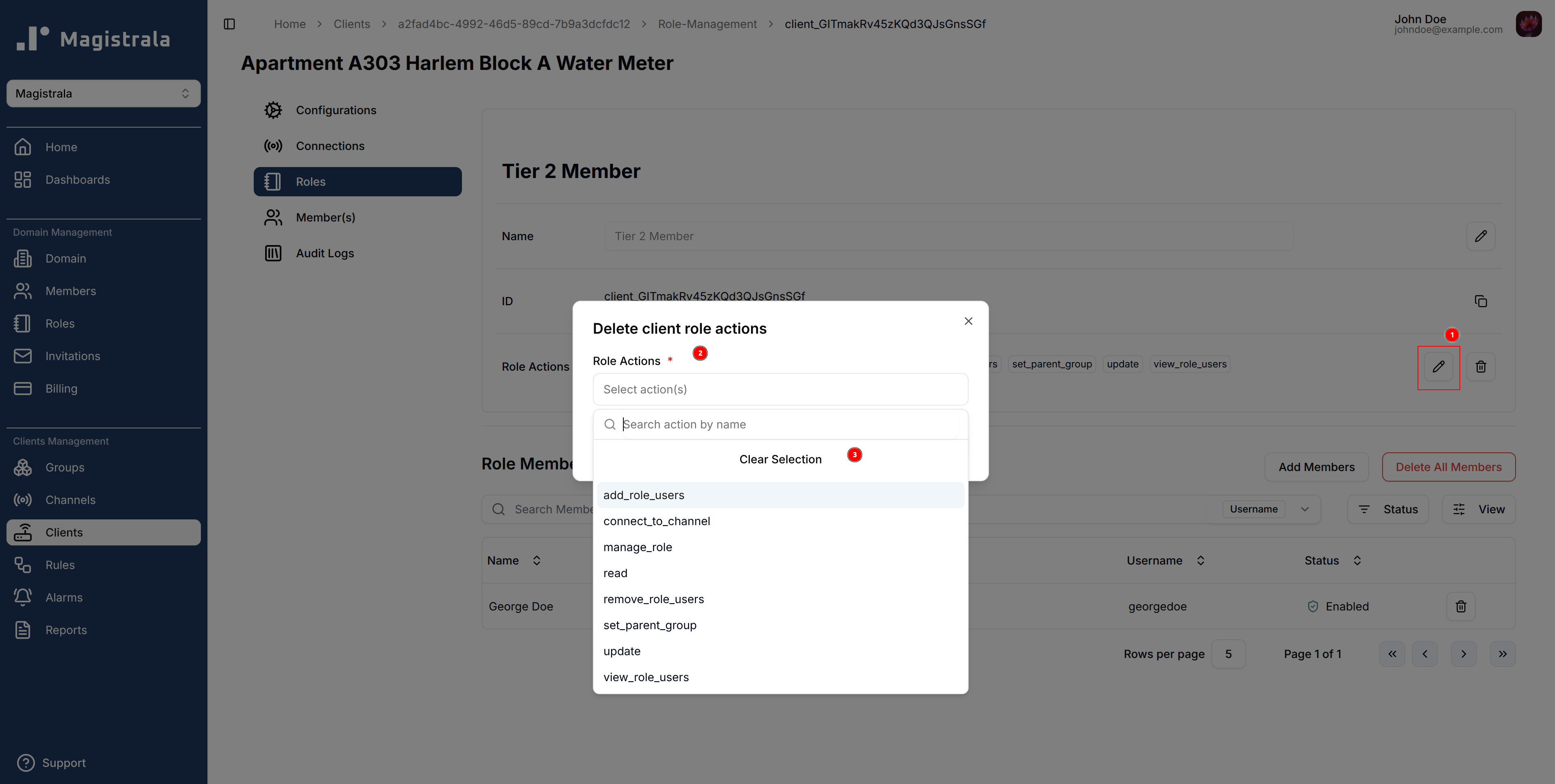 Delete role actions