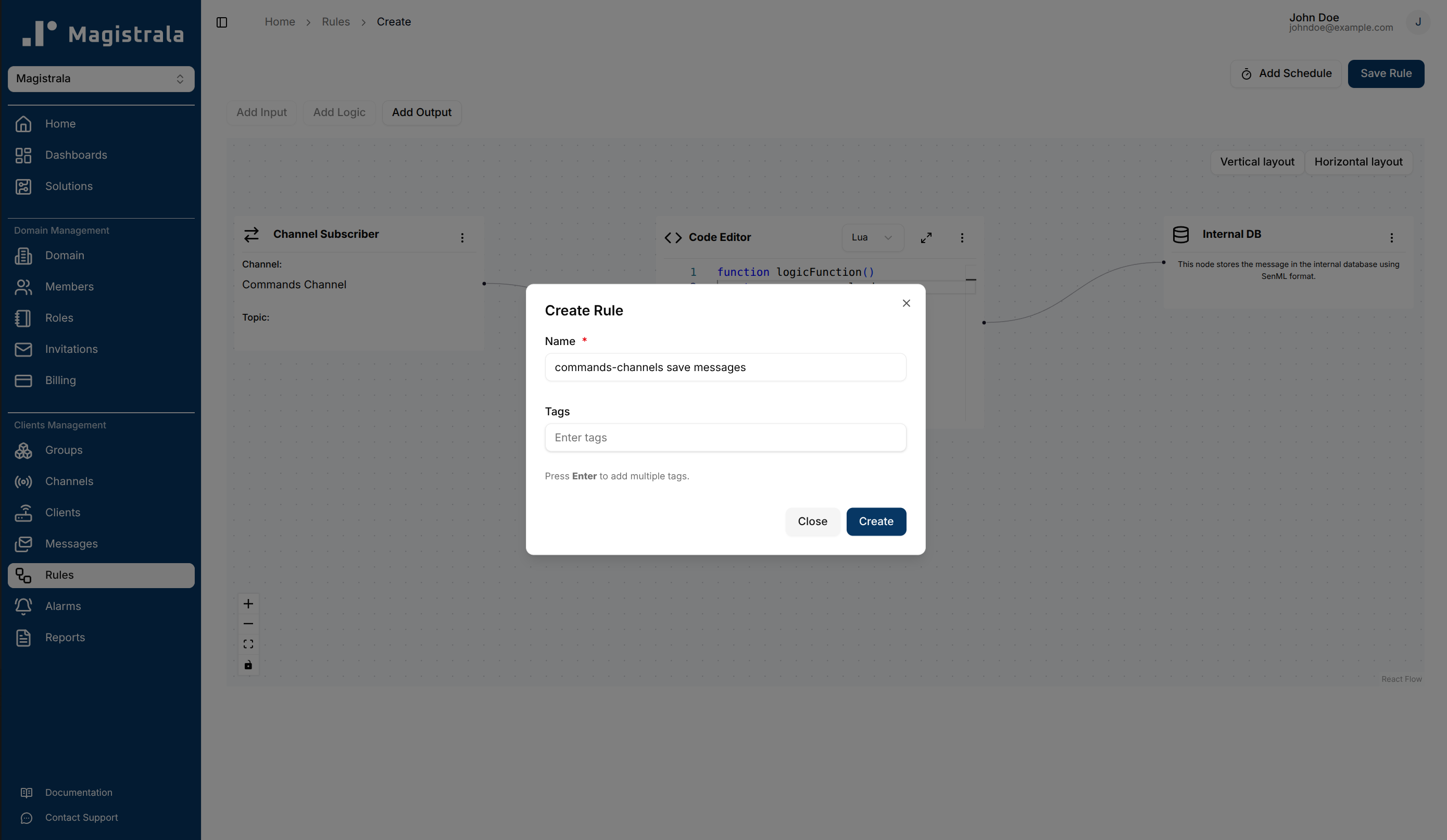 Create a Rule Dialog