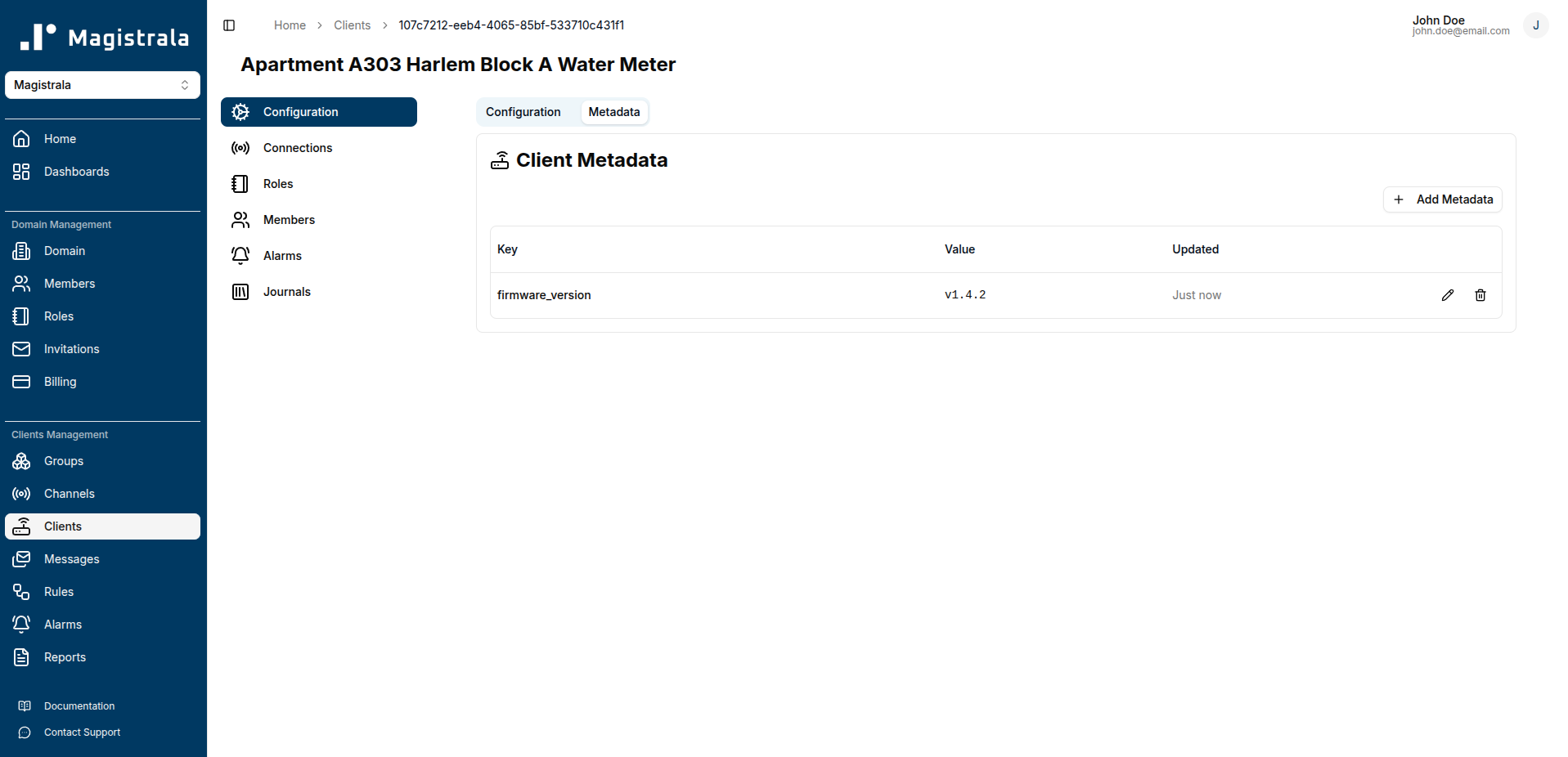 Metadata tab