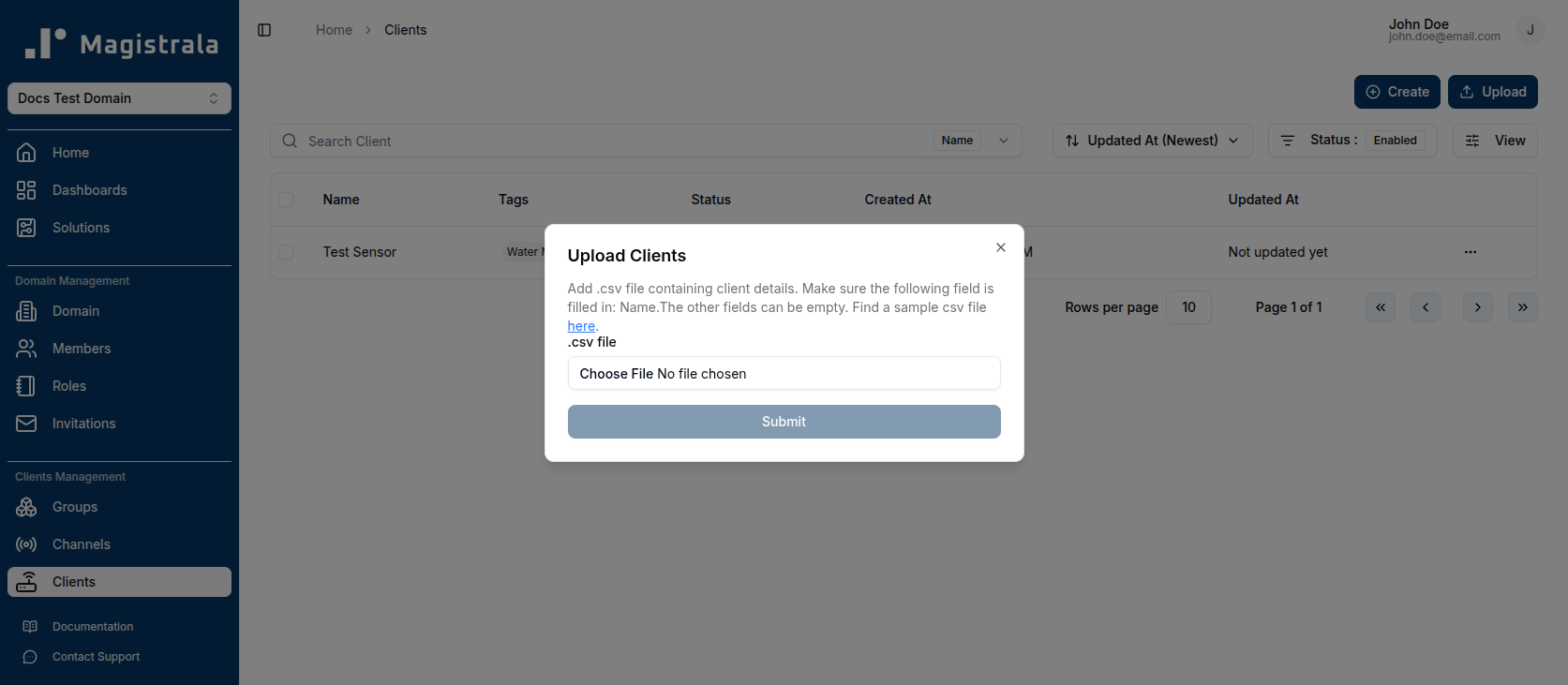 Bulk create clients