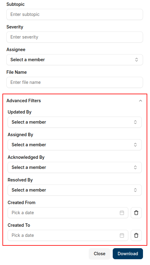 Advanced filters