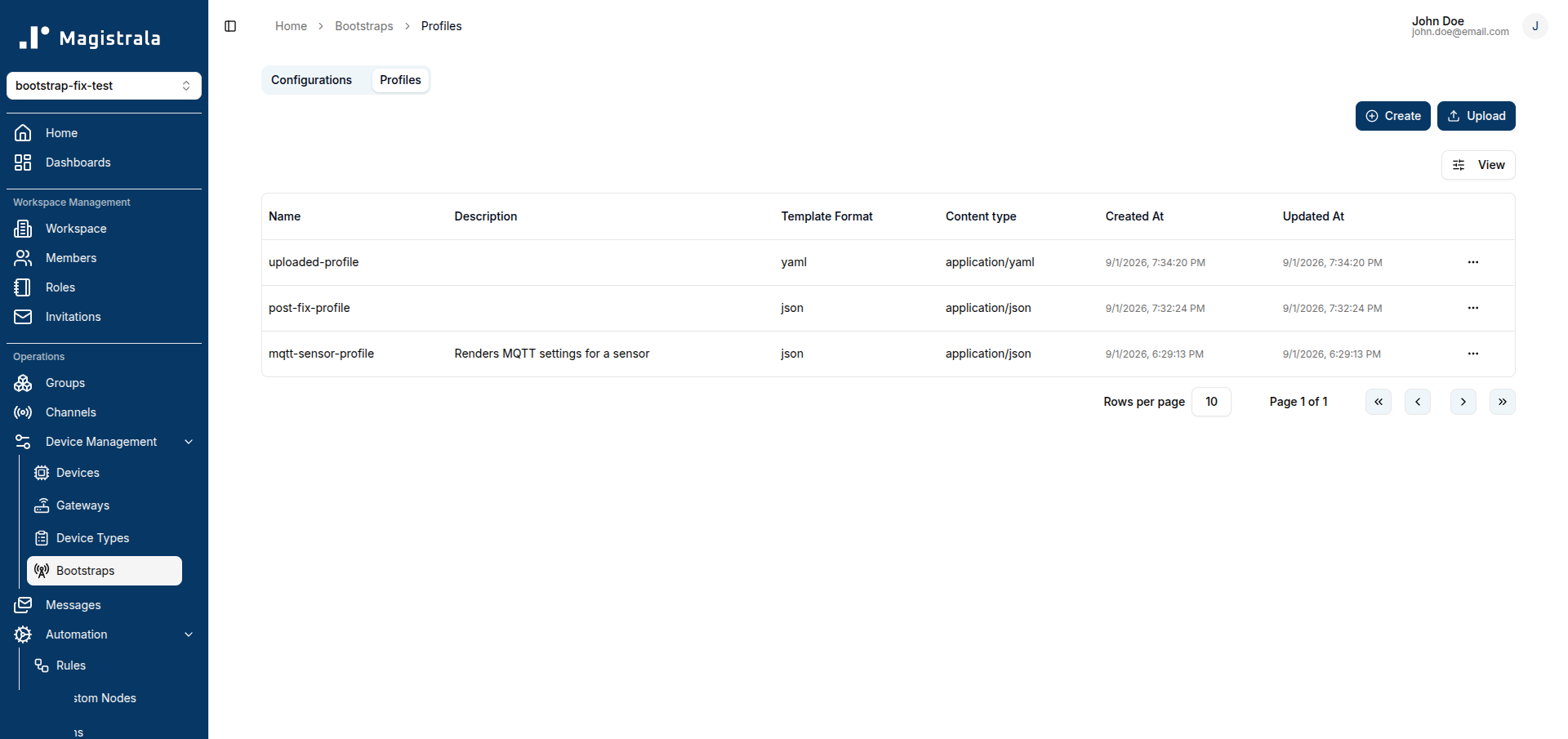 Bootstrap Profiles list