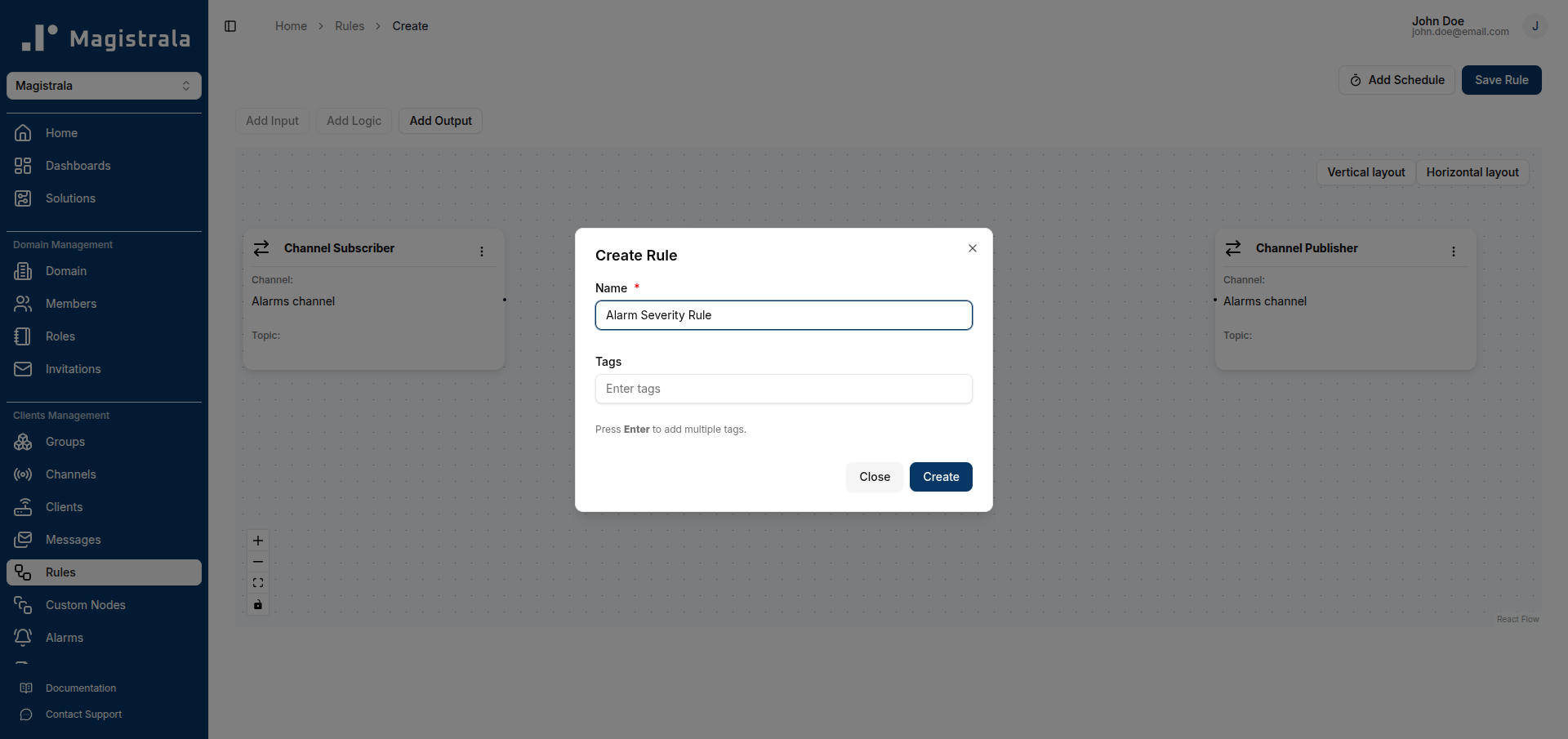 Save rule dialog