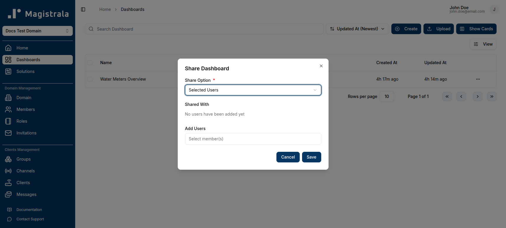 Share dashboard