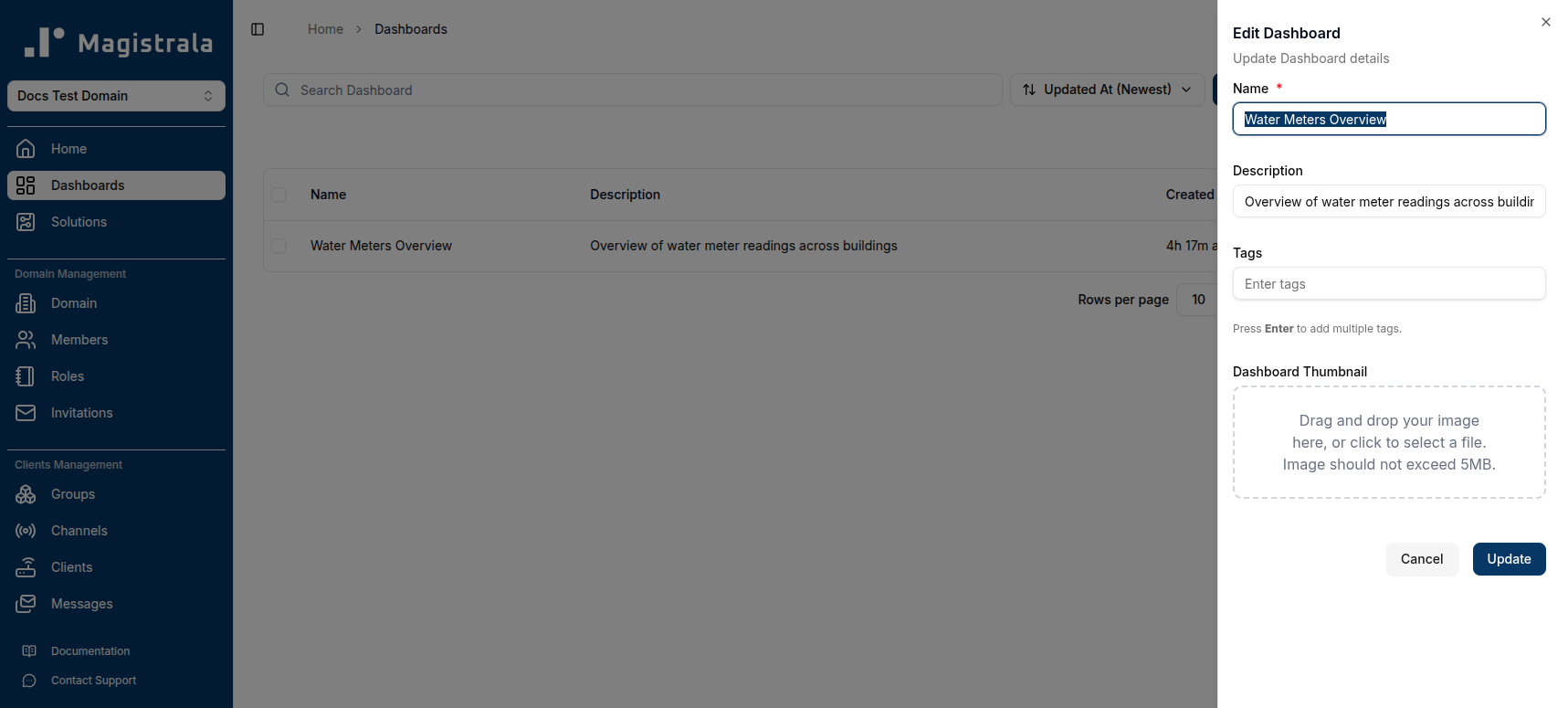 Dashboard Editing