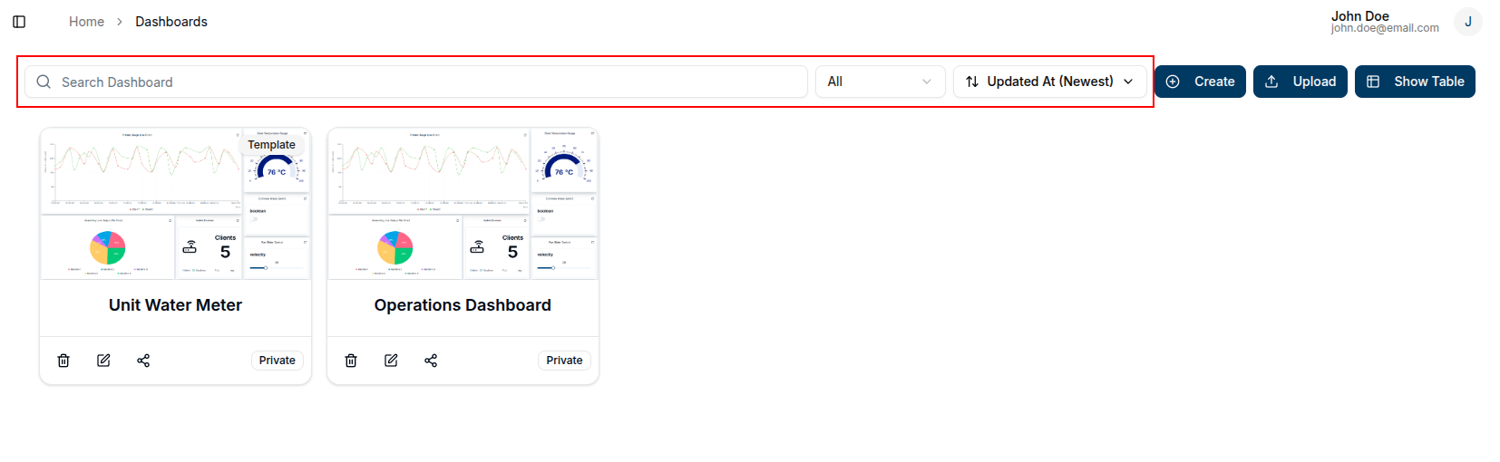 Filter options