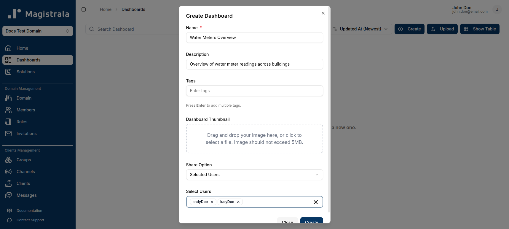 Selected Users Share Option