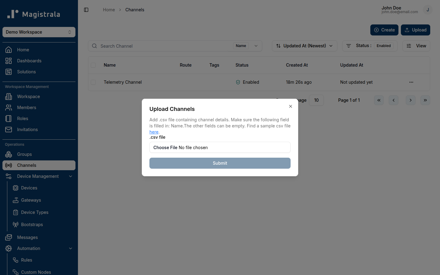 Bulk create channels