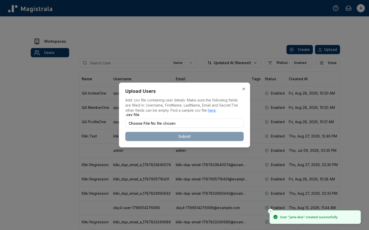 Bulk Create Users