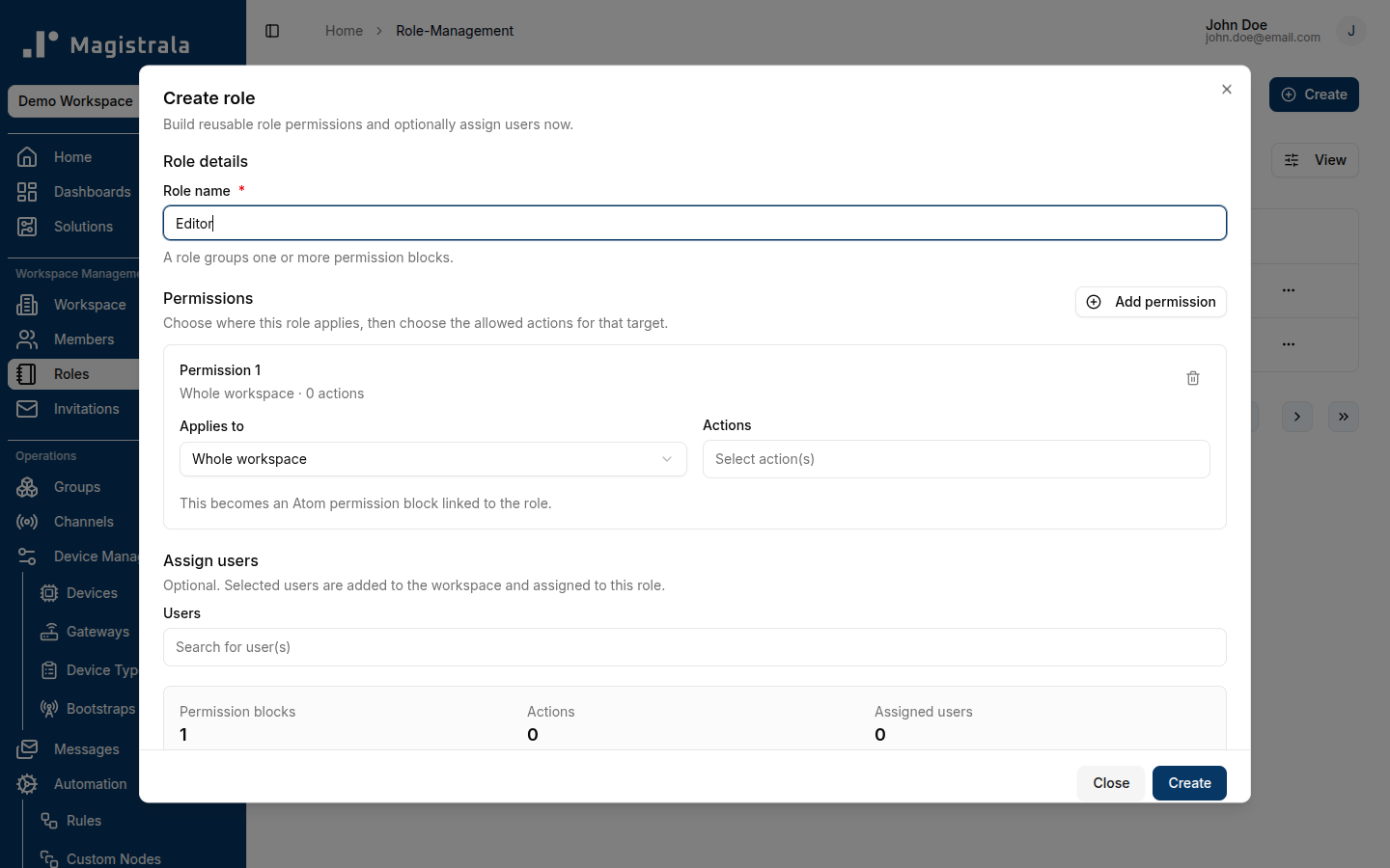 Create Workspace Role